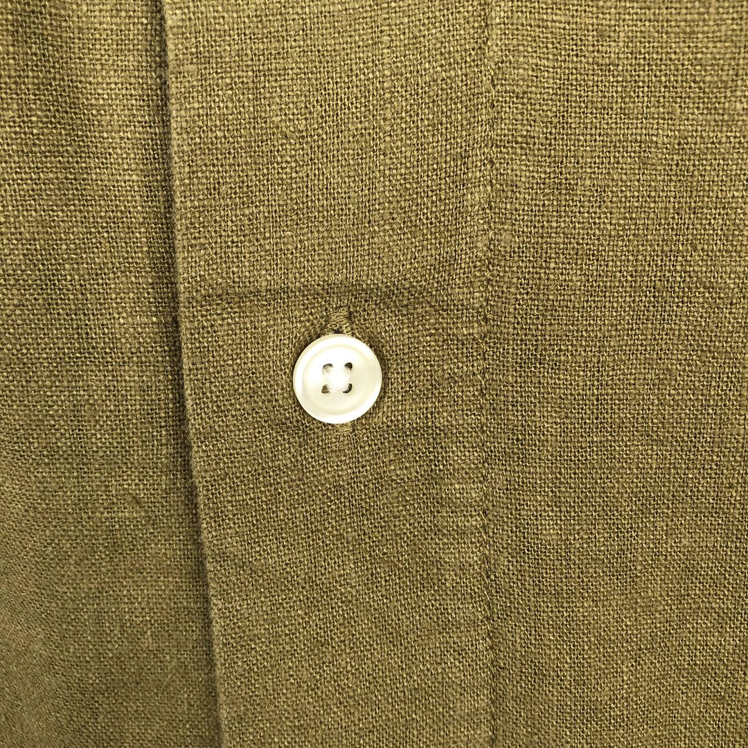 Abercrombie & Fitch Short-Sleeve Open-Collar Viscose x Linen Shirt, Boxy Fit, Men's Size L (approx.) linen Khaki type Vintage Second Hand