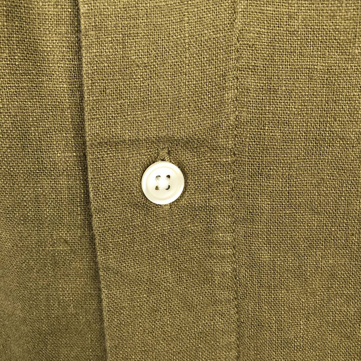 Abercrombie & Fitch Short-Sleeve Open-Collar Viscose x Linen Shirt, Boxy Fit, Men's Size L (approx.) linen Khaki type Vintage Second Hand