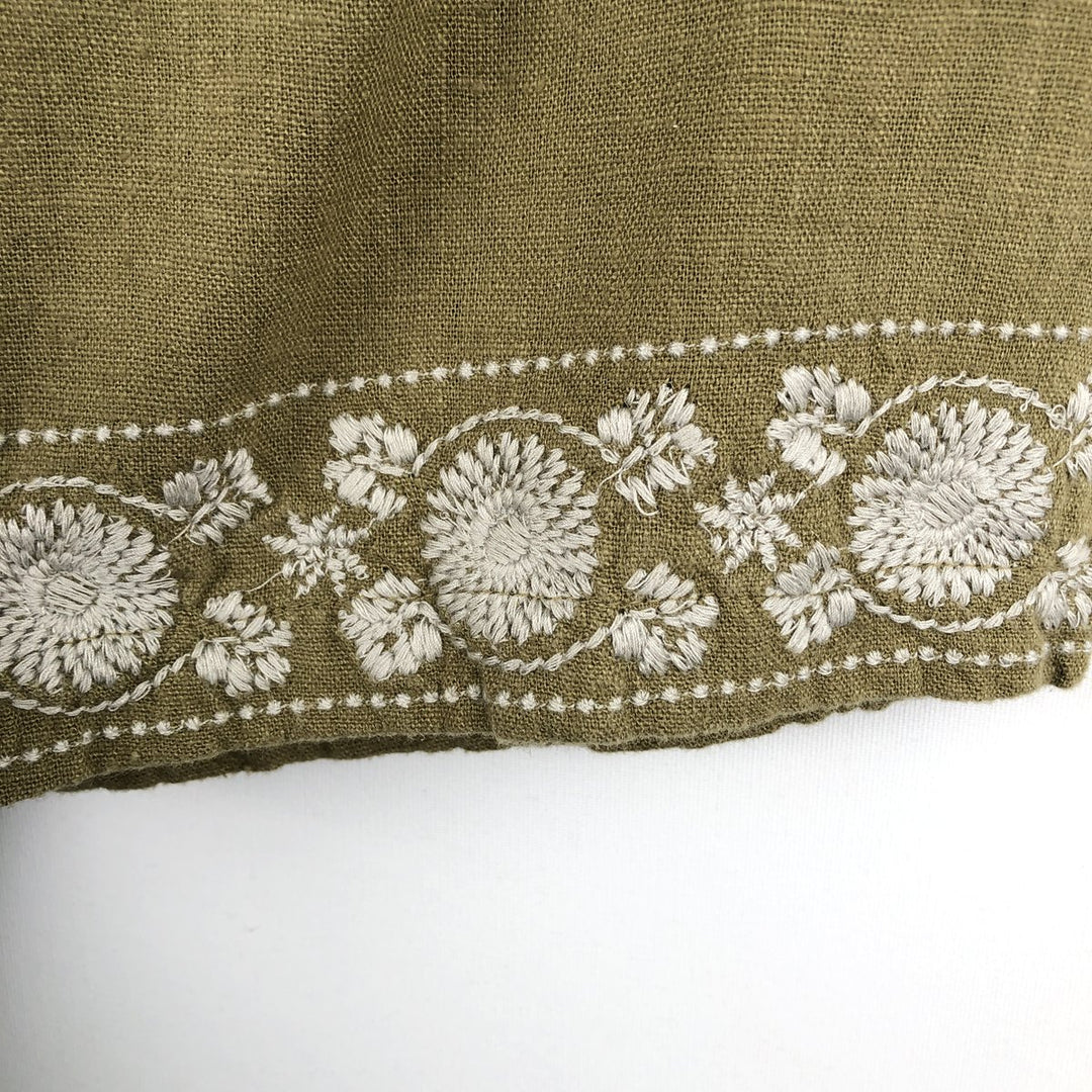 Abercrombie & Fitch Short-Sleeve Open-Collar Viscose x Linen Shirt, Boxy Fit, Men's Size L (approx.) linen Khaki type Vintage Second Hand