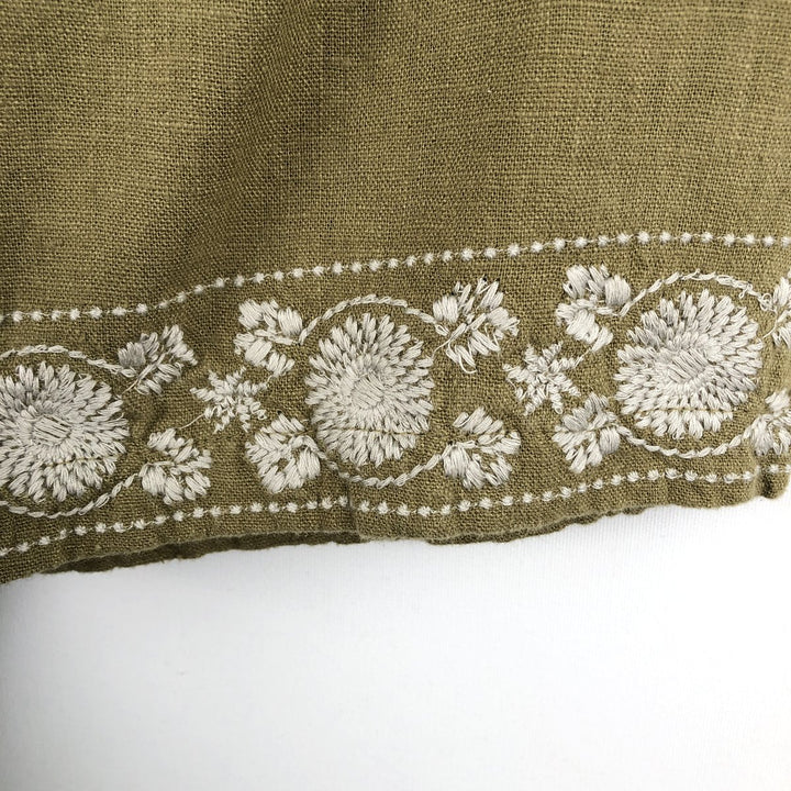 Abercrombie & Fitch Short-Sleeve Open-Collar Viscose x Linen Shirt, Boxy Fit, Men's Size L (approx.) linen Khaki type Vintage Second Hand