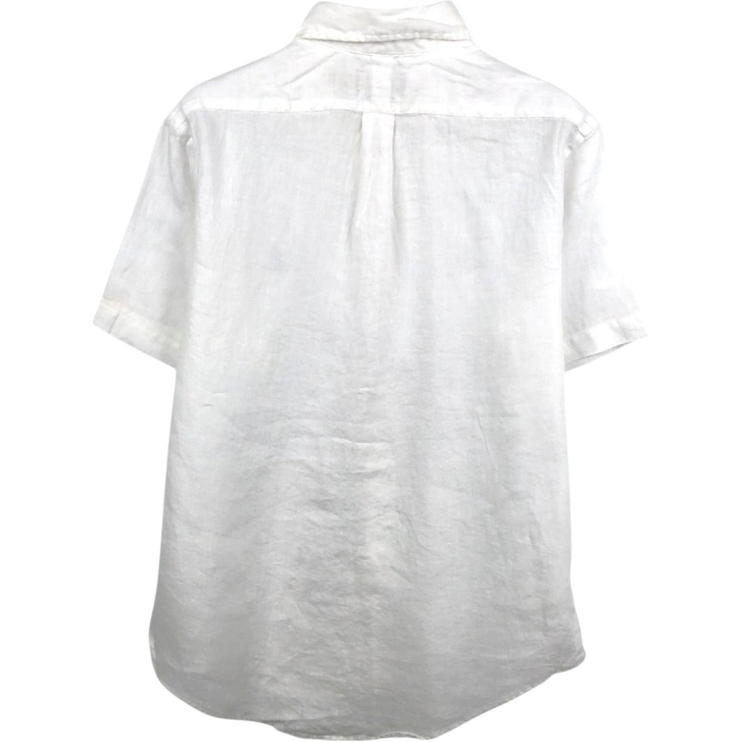 Ralph Lauren POLO RALPH LAUREN CLASSIC FIT Short-Sleeve Linen Button-Down Shirt, Men's Size M (approx.) linen white type Vintage Second Hand