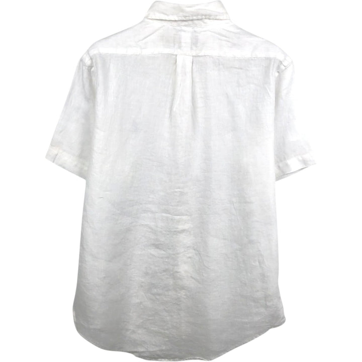 Ralph Lauren POLO RALPH LAUREN CLASSIC FIT Short-Sleeve Linen Button-Down Shirt, Men's Size M (approx.) linen white type Vintage Second Hand