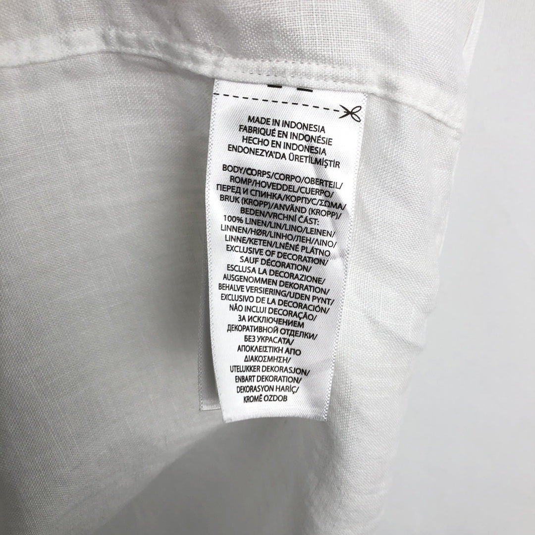 Ralph Lauren POLO RALPH LAUREN CLASSIC FIT Short-Sleeve Linen Button-Down Shirt, Men's Size M (approx.) linen white type Vintage Second Hand