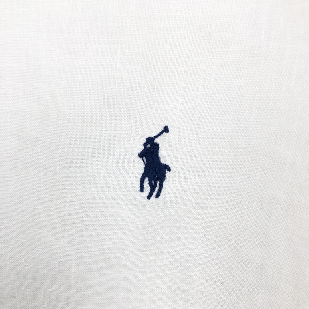 Ralph Lauren POLO RALPH LAUREN CLASSIC FIT Short-Sleeve Linen Button-Down Shirt, Men's Size M (approx.) linen white type Vintage Second Hand