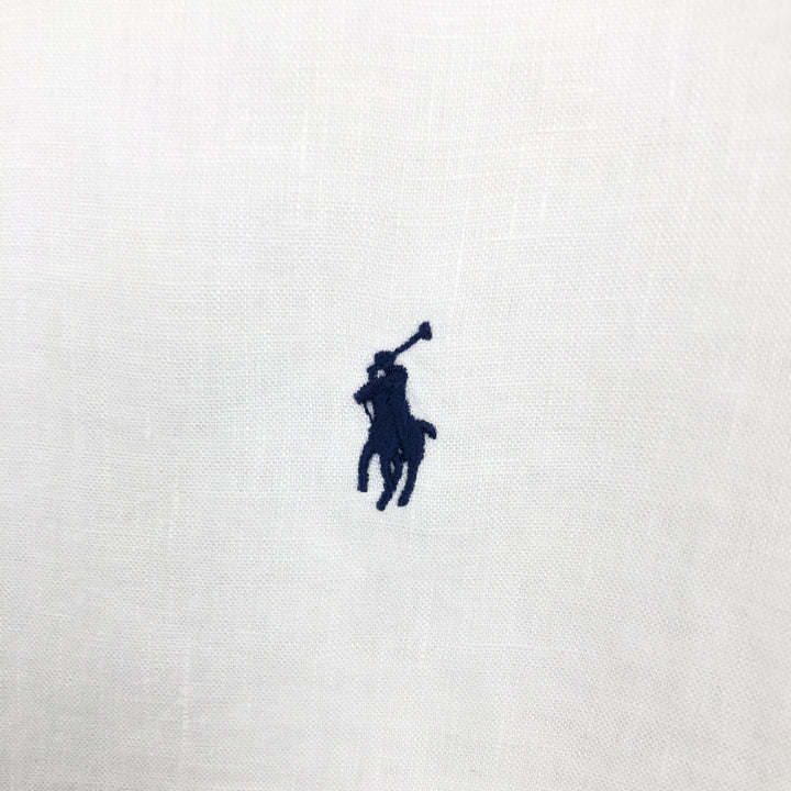 Ralph Lauren POLO RALPH LAUREN CLASSIC FIT Short-Sleeve Linen Button-Down Shirt, Men's Size M (approx.) linen white type Vintage Second Hand