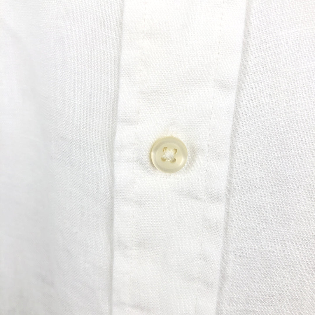 Ralph Lauren POLO RALPH LAUREN CLASSIC FIT Short-Sleeve Linen Button-Down Shirt, Men's Size M (approx.) linen white type Vintage Second Hand