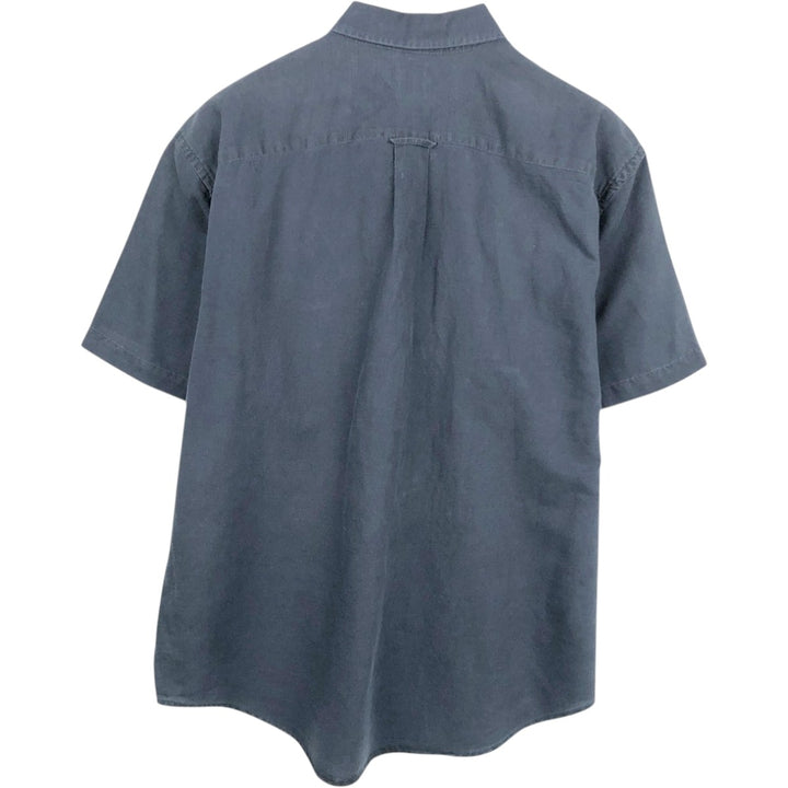 90'S GAP (Old GAP) Short-Sleeve Linen x Cotton Button-Down Shirt, Men's Size L (Equivalent), Vintage linen navy blue type Vintage Second Hand