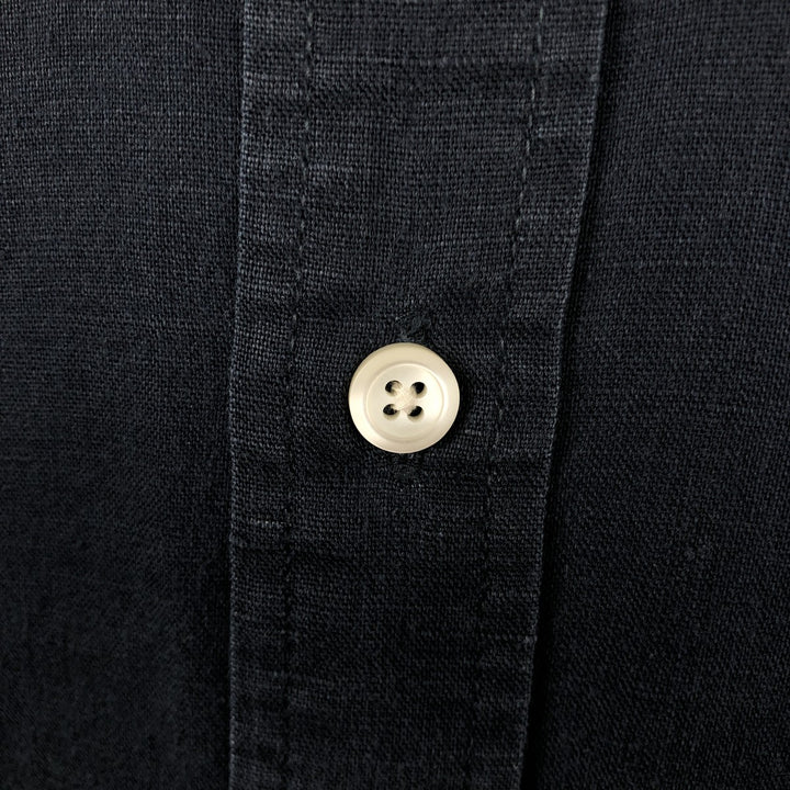 90'S GAP (Old GAP) Short-Sleeve Linen x Cotton Button-Down Shirt, Men's Size L (Equivalent), Vintage linen navy blue type Vintage Second Hand