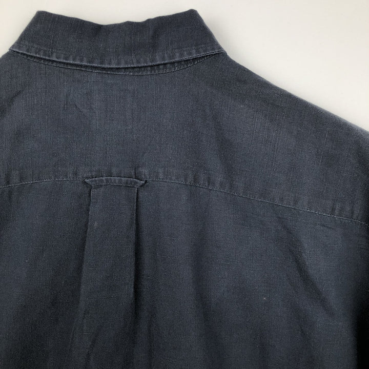 90'S GAP (Old GAP) Short-Sleeve Linen x Cotton Button-Down Shirt, Men's Size L (Equivalent), Vintage linen navy blue type Vintage Second Hand