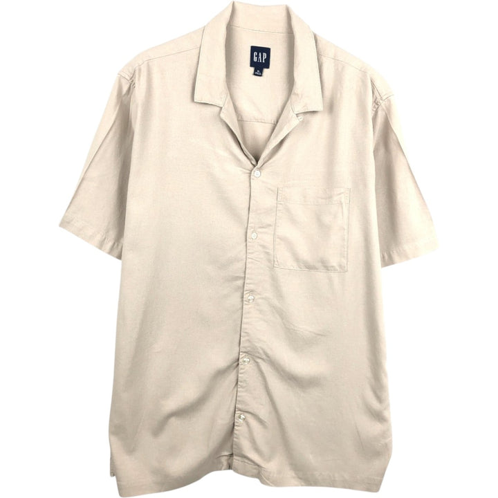 GAP Short-Sleeve Open-Collar Linen Shirt, Boxy Shirt, Men's Size XL (Equivalent), Vintage linen Beige type Vintage Second Hand