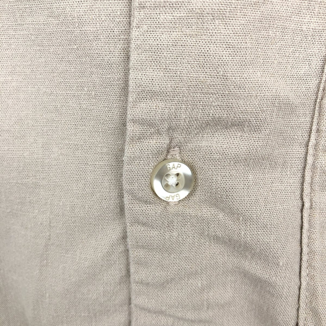 GAP Short-Sleeve Open-Collar Linen Shirt, Boxy Shirt, Men's Size XL (Equivalent), Vintage linen Beige type Vintage Second Hand