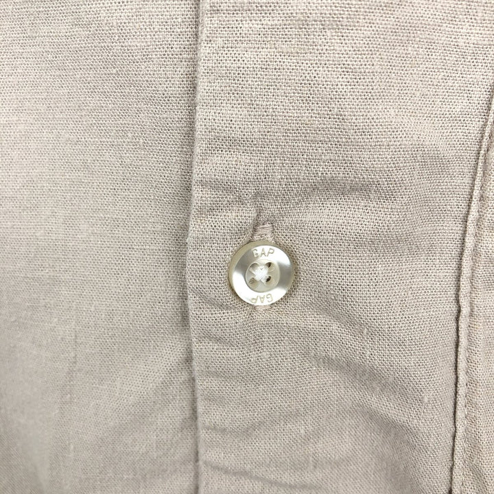 GAP Short-Sleeve Open-Collar Linen Shirt, Boxy Shirt, Men's Size XL (Equivalent), Vintage linen Beige type Vintage Second Hand
