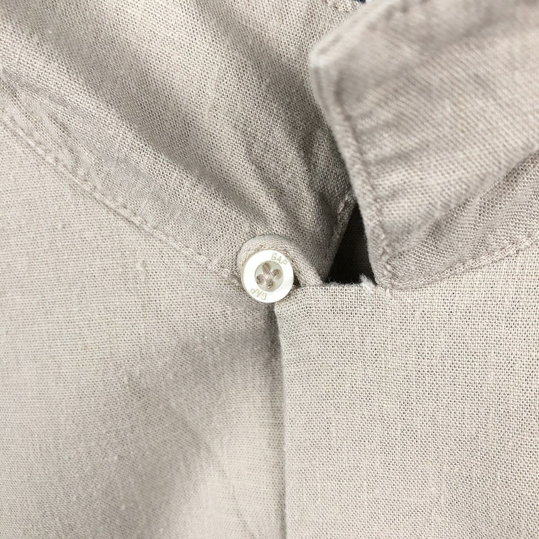 GAP Short-Sleeve Open-Collar Linen Shirt, Boxy Shirt, Men's Size XL (Equivalent), Vintage linen Beige type Vintage Second Hand