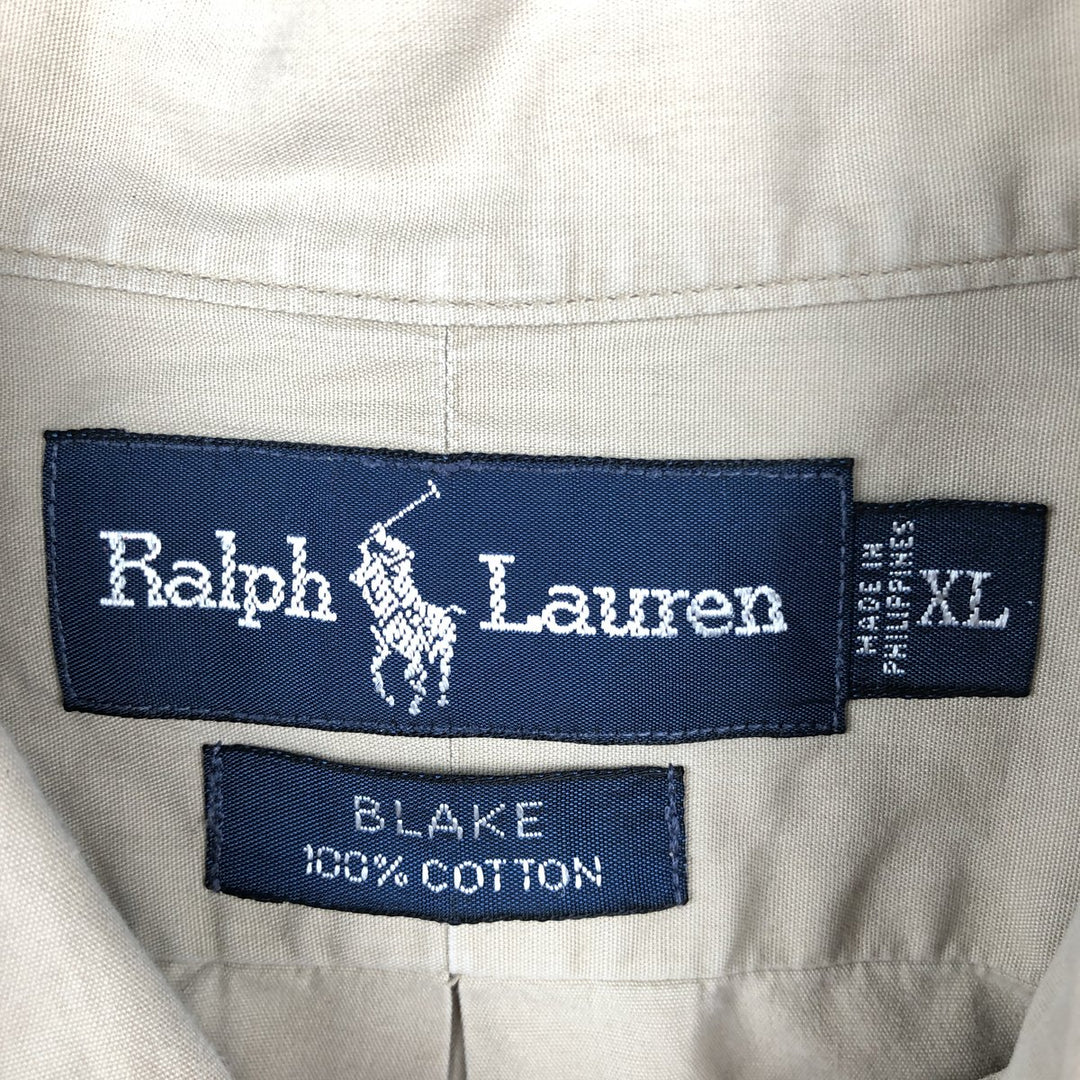 Ralph Lauren BLAKE short sleeve button down shirt, men's XL size cotton Beige type Vintage Second Hand