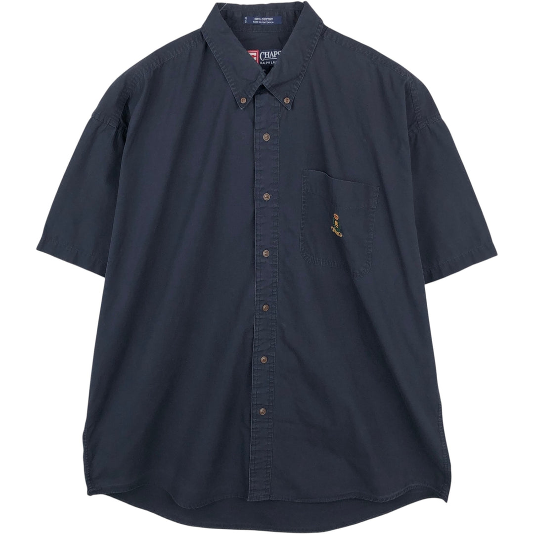 Ralph Lauren CHAPS short sleeve button down shirt for men, equivalent to XL cotton black type Vintage Second Hand