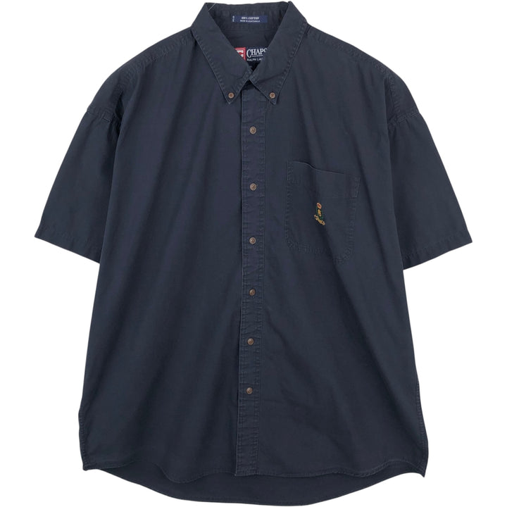Ralph Lauren CHAPS short sleeve button down shirt for men, equivalent to XL cotton black type Vintage Second Hand