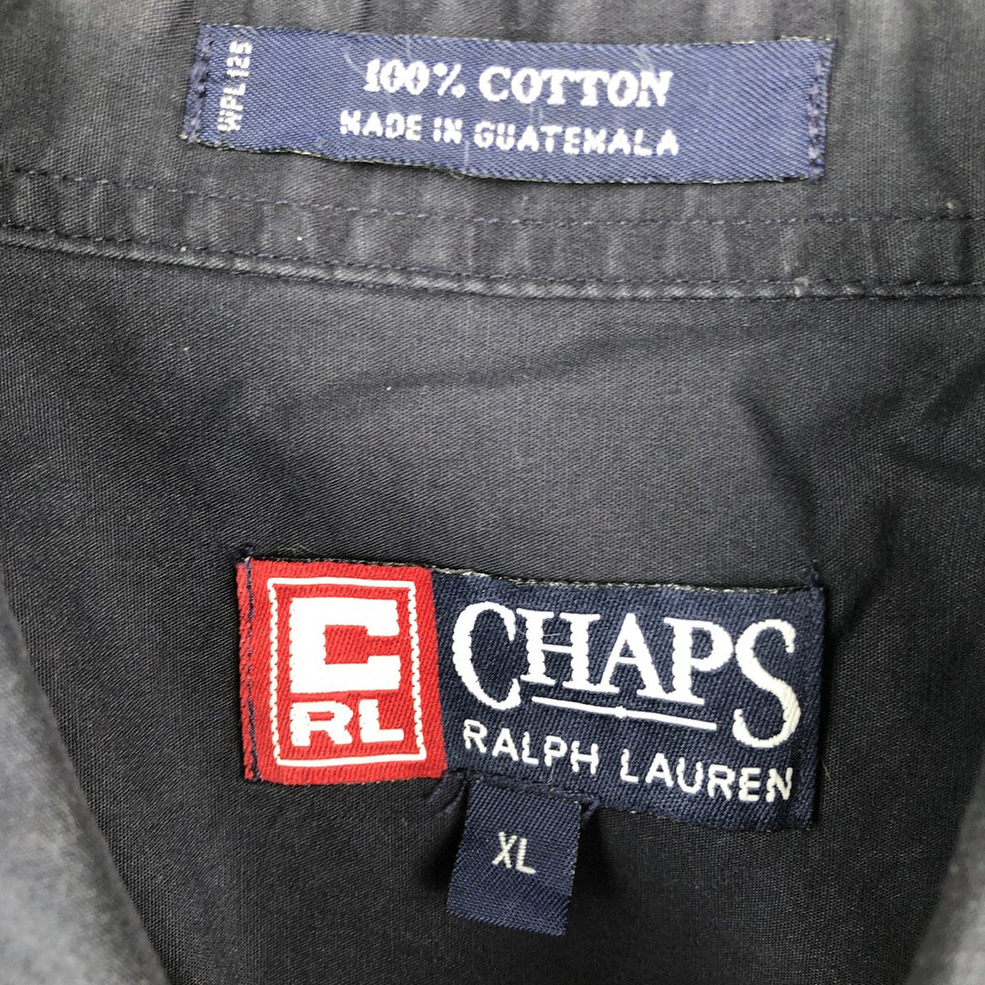 Ralph Lauren CHAPS short sleeve button down shirt for men, equivalent to XL cotton black type Vintage Second Hand