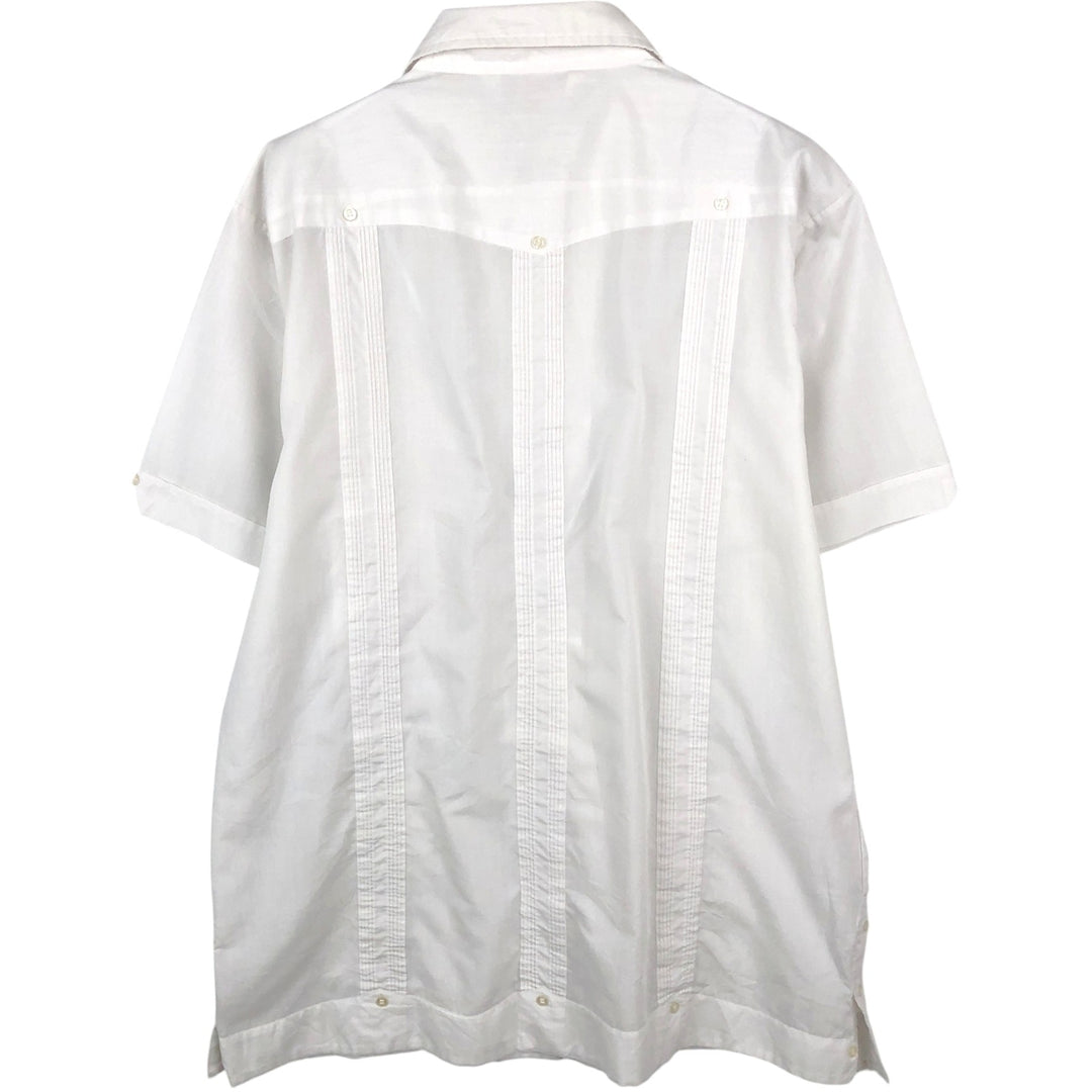 80s-90'S Romani Short-Sleeve Mexican Shirt, Cuban Shirt, Boxy Shirt, Men's Size L (approx.) polyester white type Vintage Second Hand