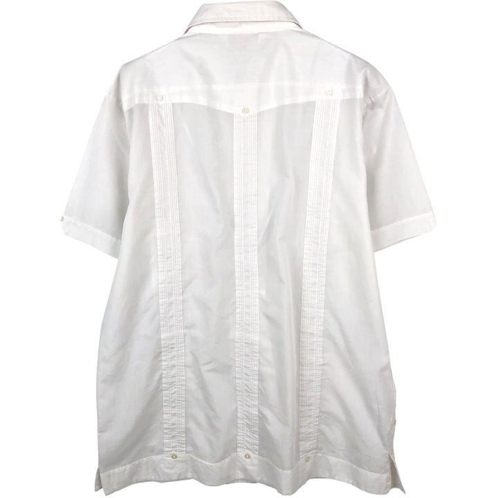 80s-90'S Romani Short-Sleeve Mexican Shirt, Cuban Shirt, Boxy Shirt, Men's Size L (approx.) polyester white type Vintage Second Hand