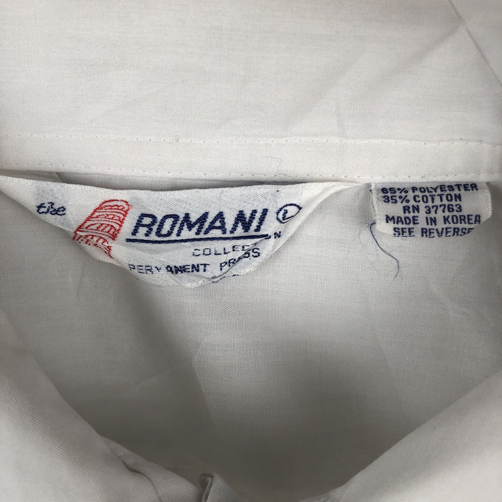 80s-90'S Romani Short-Sleeve Mexican Shirt, Cuban Shirt, Boxy Shirt, Men's Size L (approx.) polyester white type Vintage Second Hand