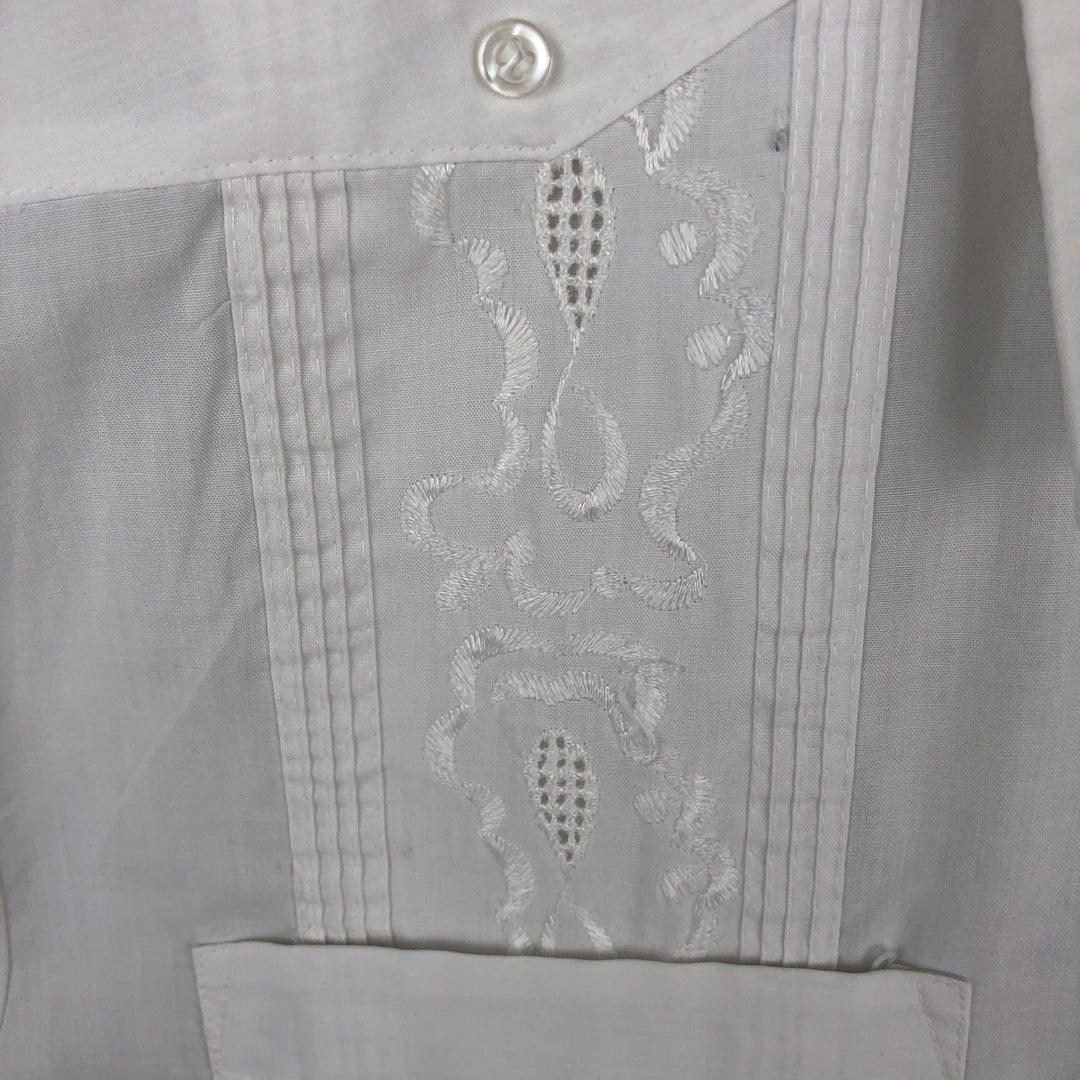 80s-90'S Romani Short-Sleeve Mexican Shirt, Cuban Shirt, Boxy Shirt, Men's Size L (approx.) polyester white type Vintage Second Hand