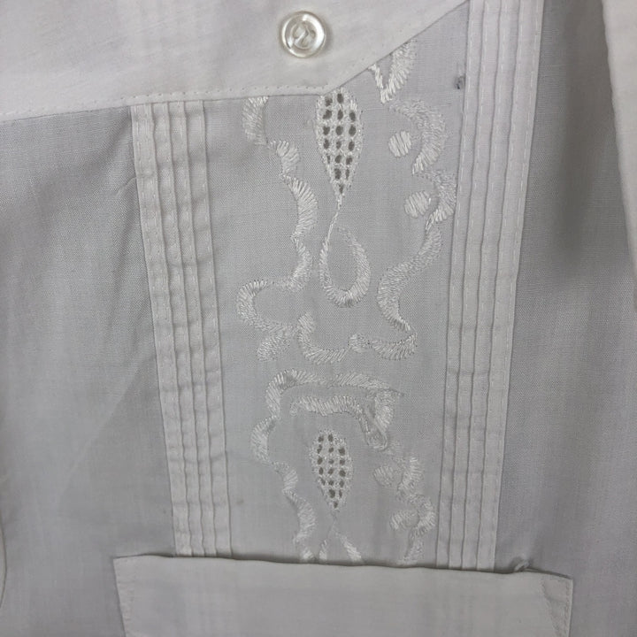 80s-90'S Romani Short-Sleeve Mexican Shirt, Cuban Shirt, Boxy Shirt, Men's Size L (approx.) polyester white type Vintage Second Hand