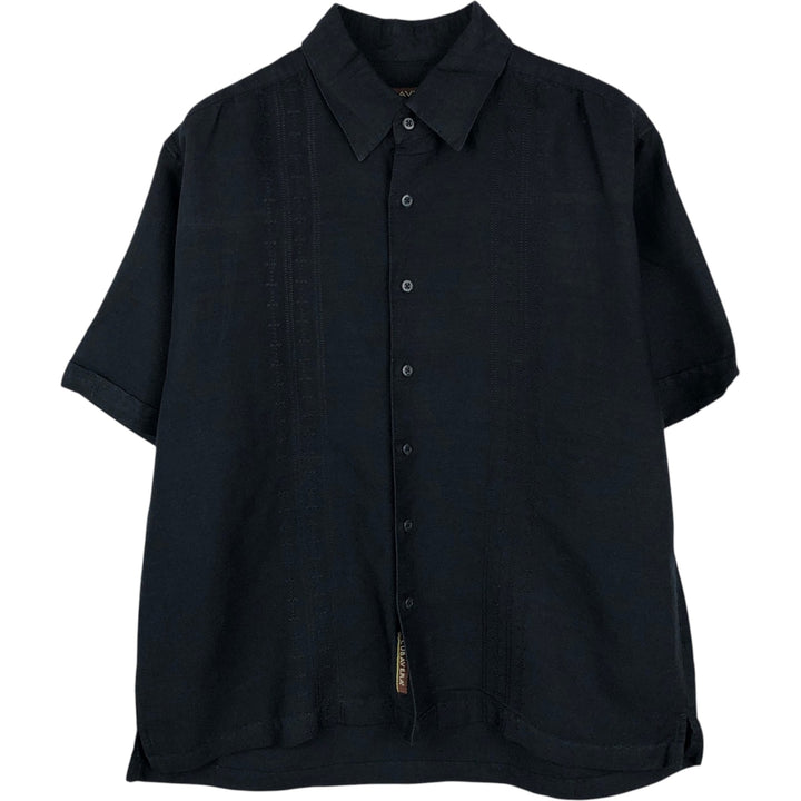 CUBAVERA Short-Sleeve Mexican Shirt, Cuban Shirt, Boxy Shirt, Men's Size L (approx.) Lamy black type Vintage Second Hand
