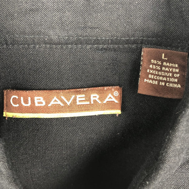 CUBAVERA Short-Sleeve Mexican Shirt, Cuban Shirt, Boxy Shirt, Men's Size L (approx.) Lamy black type Vintage Second Hand