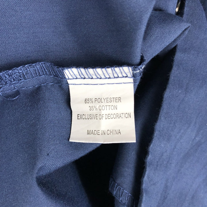 Short-sleeved Mexican shirt, Cuban shirt, boxy shirt, men's size XXL equivalent. polyester Navy blue Vintage Second Hand