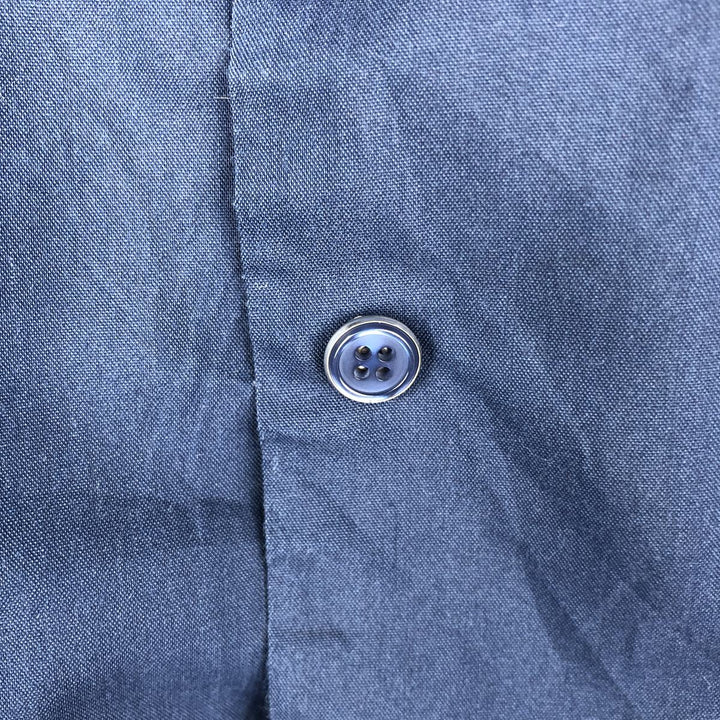 Short-sleeved Mexican shirt, Cuban shirt, boxy shirt, men's size XXL equivalent. polyester Navy blue Vintage Second Hand