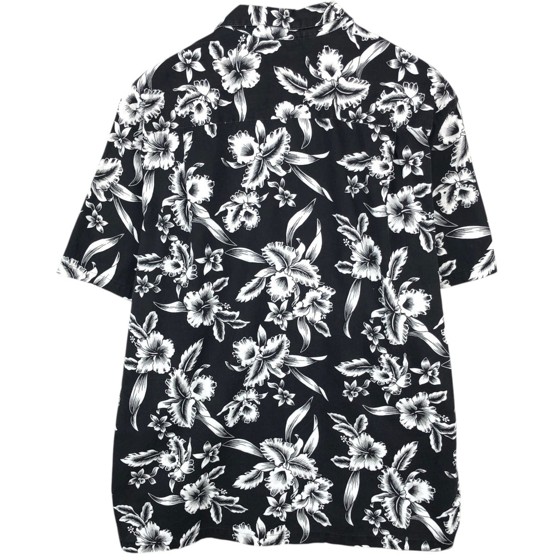 ~90'S KY'S INTERNATIONAL FASHION All-over Hibiscus Pattern Open Collar Aloha Shirt Box Shirt Men's Size L unclear black type Vintage Second Hand