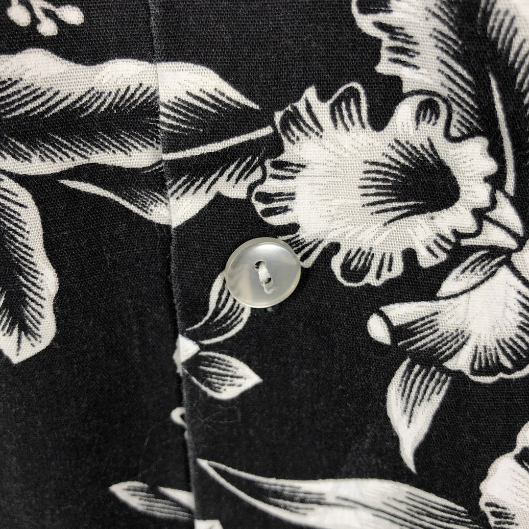 ~90'S KY'S INTERNATIONAL FASHION All-over Hibiscus Pattern Open Collar Aloha Shirt Box Shirt Men's Size L unclear black type Vintage Second Hand