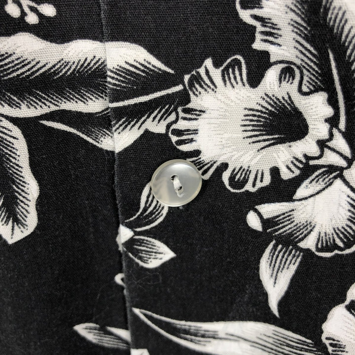 ~90'S KY'S INTERNATIONAL FASHION All-over Hibiscus Pattern Open Collar Aloha Shirt Box Shirt Men's Size L unclear black type Vintage Second Hand