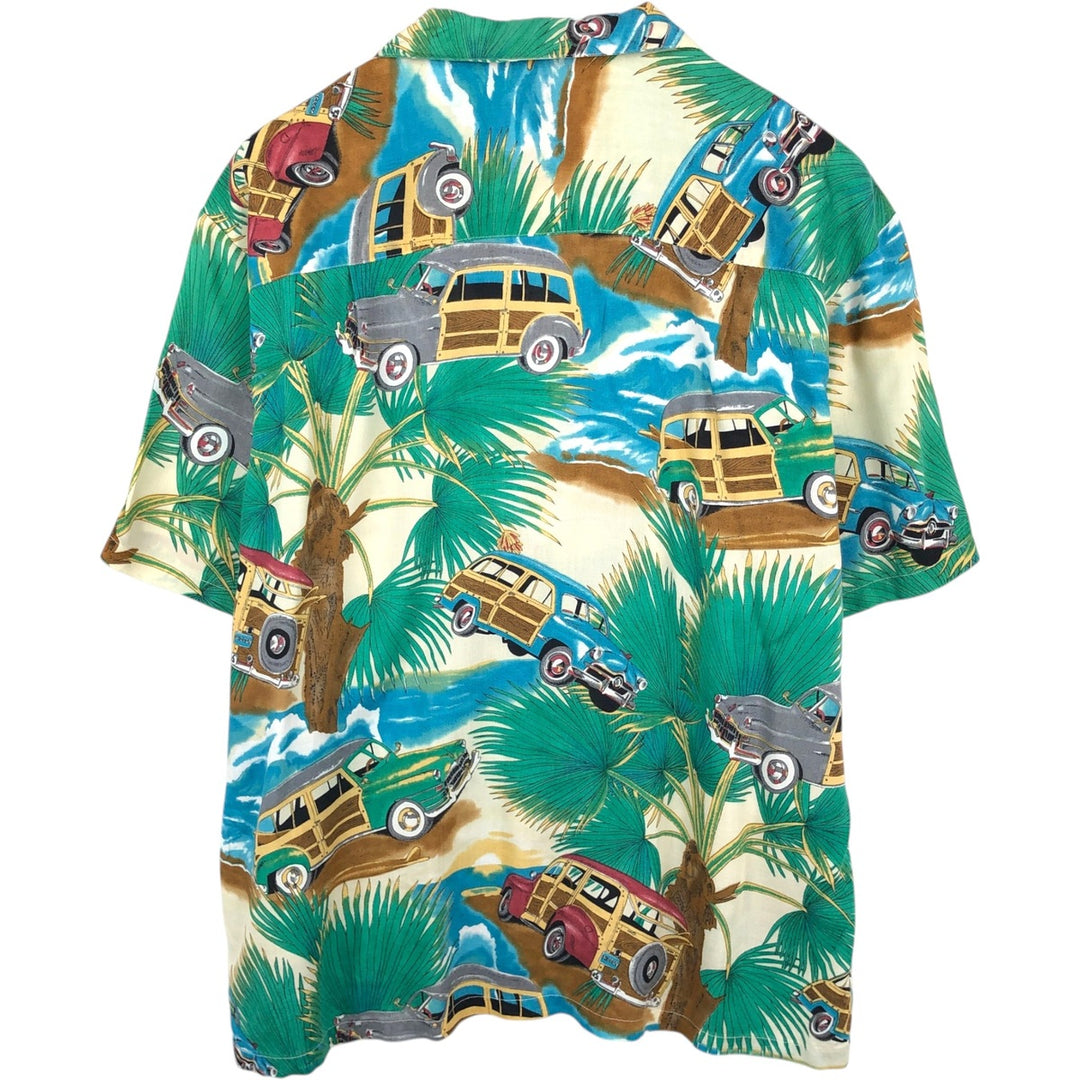 Diamond Head Sportswear All-over print open-collar Hawaiian Aloha shirt, boxy style, made in Hawaii, men's size L equivalent. unclear green type Vintage Second Hand