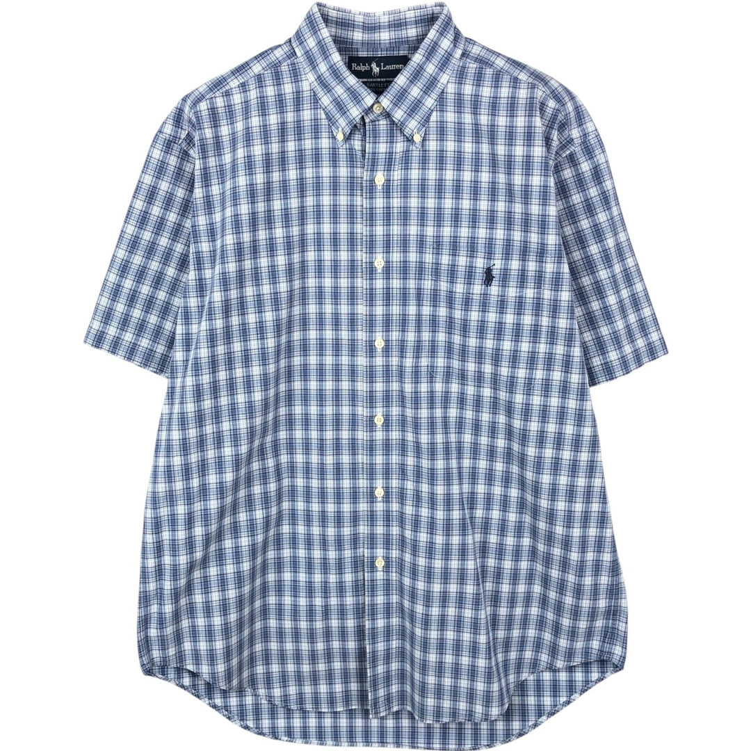 Ralph Lauren BARTLETT Short-Sleeve Button-Down Check Shirt, Men's Size L (approx.) cotton blue type Vintage Second Hand