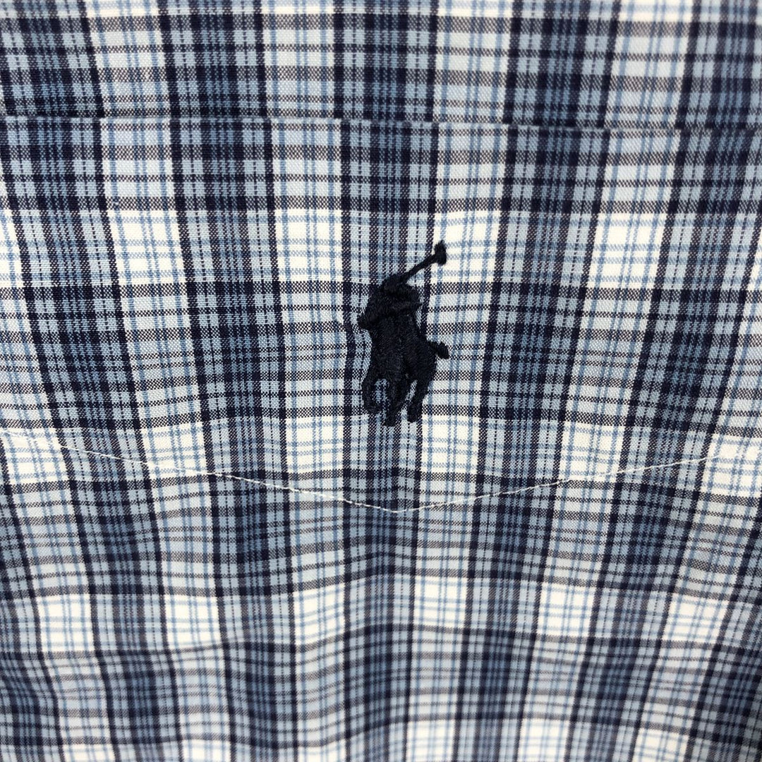 Ralph Lauren BARTLETT Short-Sleeve Button-Down Check Shirt, Men's Size L (approx.) cotton blue type Vintage Second Hand
