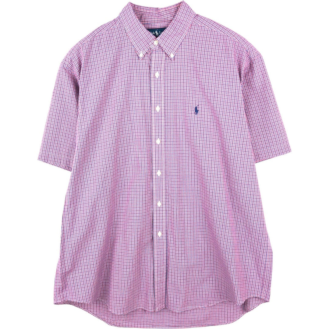 Ralph Lauren BLAKE short sleeve button down check shirt men's XL size cotton red type Vintage Second Hand