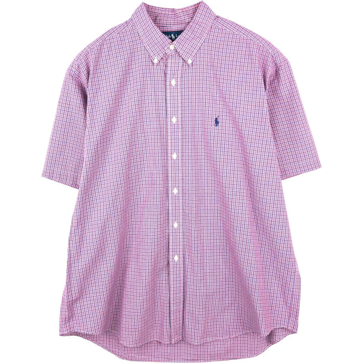 Ralph Lauren BLAKE short sleeve button down check shirt men's XL size cotton red type Vintage Second Hand