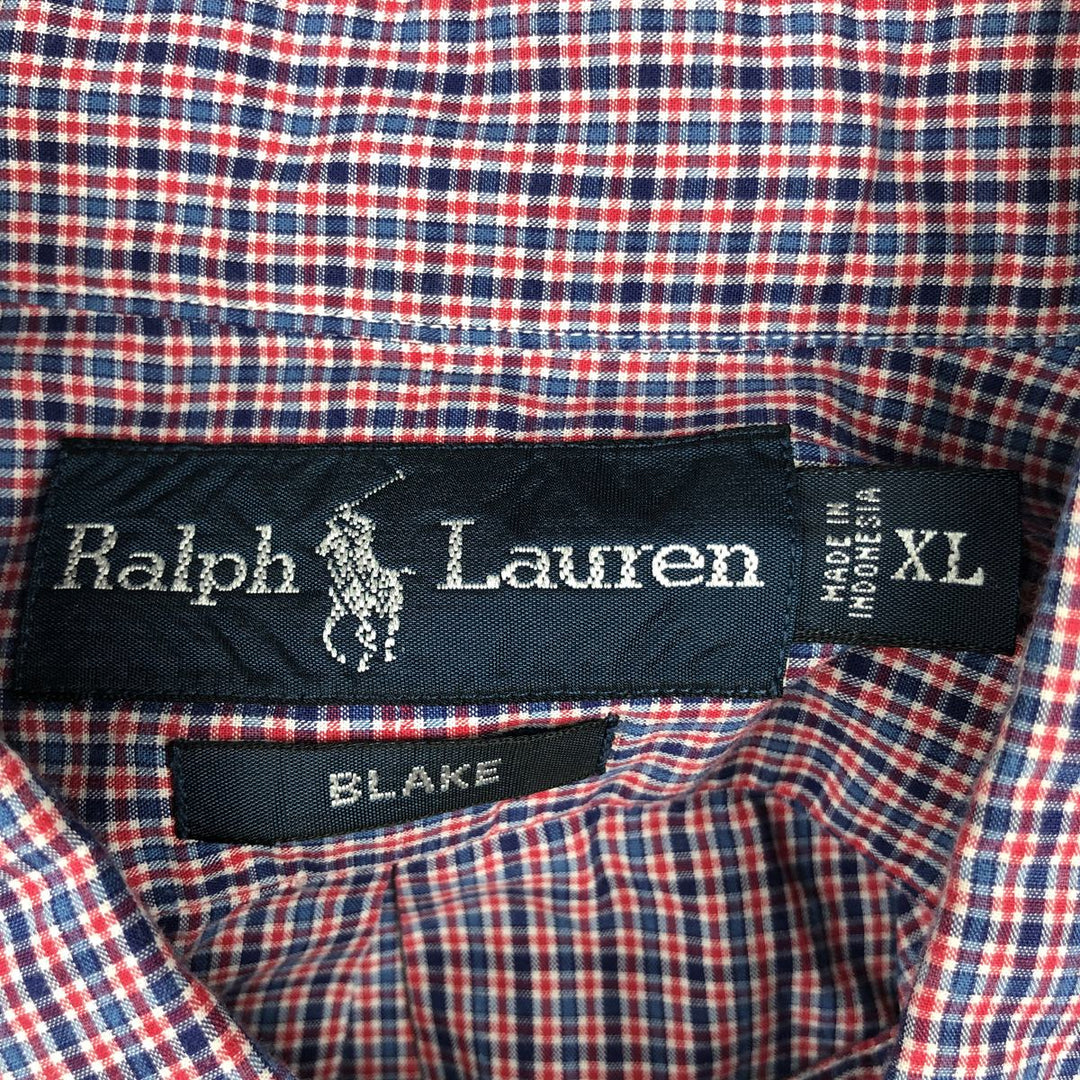 Ralph Lauren BLAKE short sleeve button down check shirt men's XL size cotton red type Vintage Second Hand