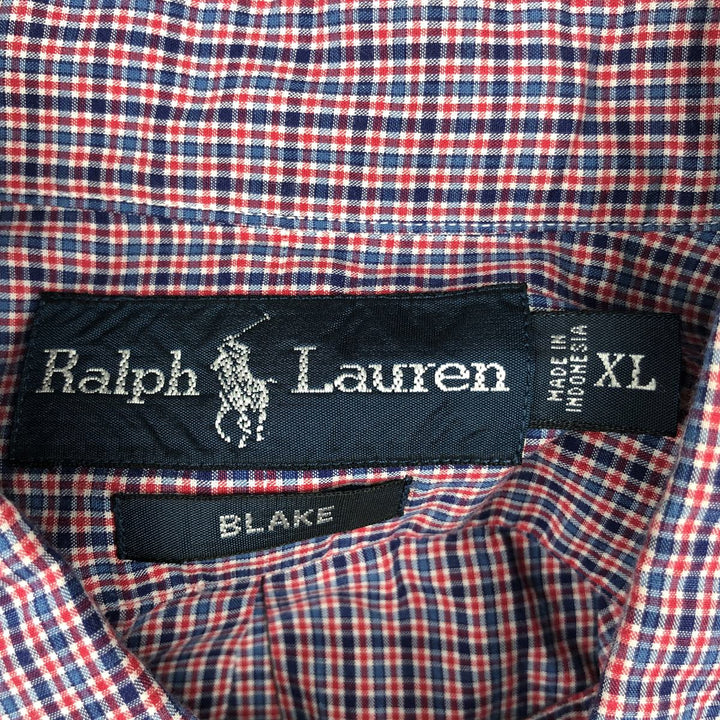 Ralph Lauren BLAKE short sleeve button down check shirt men's XL size cotton red type Vintage Second Hand