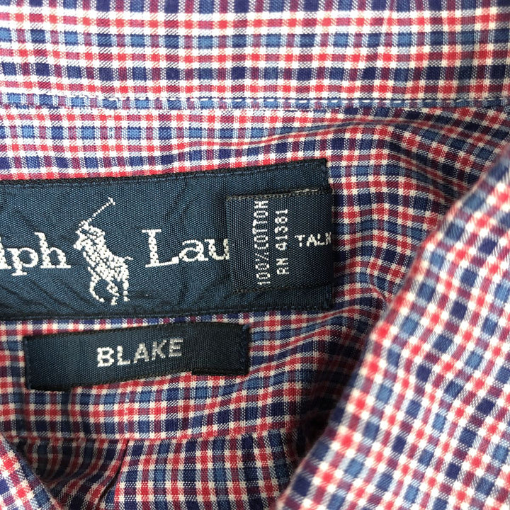 Ralph Lauren BLAKE short sleeve button down check shirt men's XL size cotton red type Vintage Second Hand