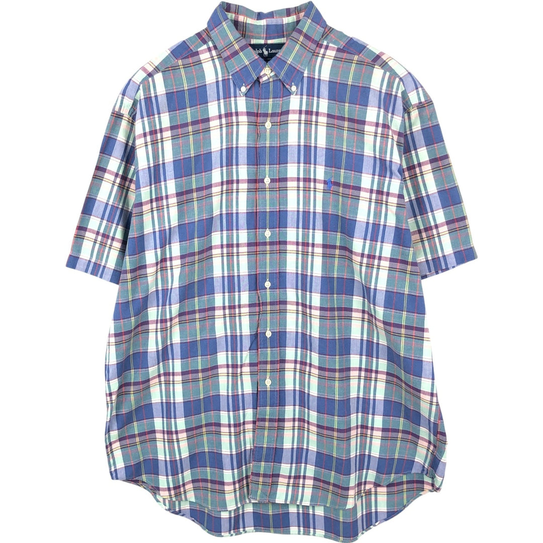 Ralph Lauren BLAKE short sleeve button down check shirt men's XL size cotton blue type Vintage Second Hand