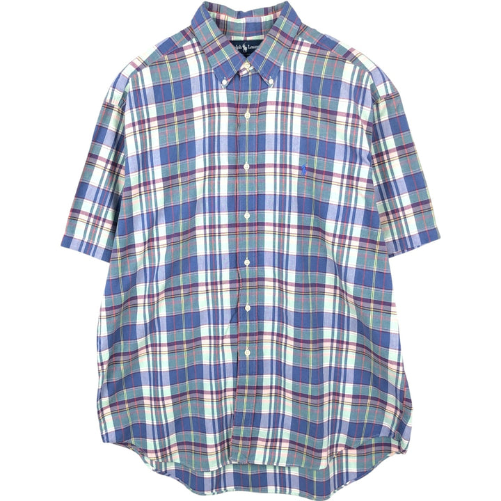 Ralph Lauren BLAKE short sleeve button down check shirt men's XL size cotton blue type Vintage Second Hand
