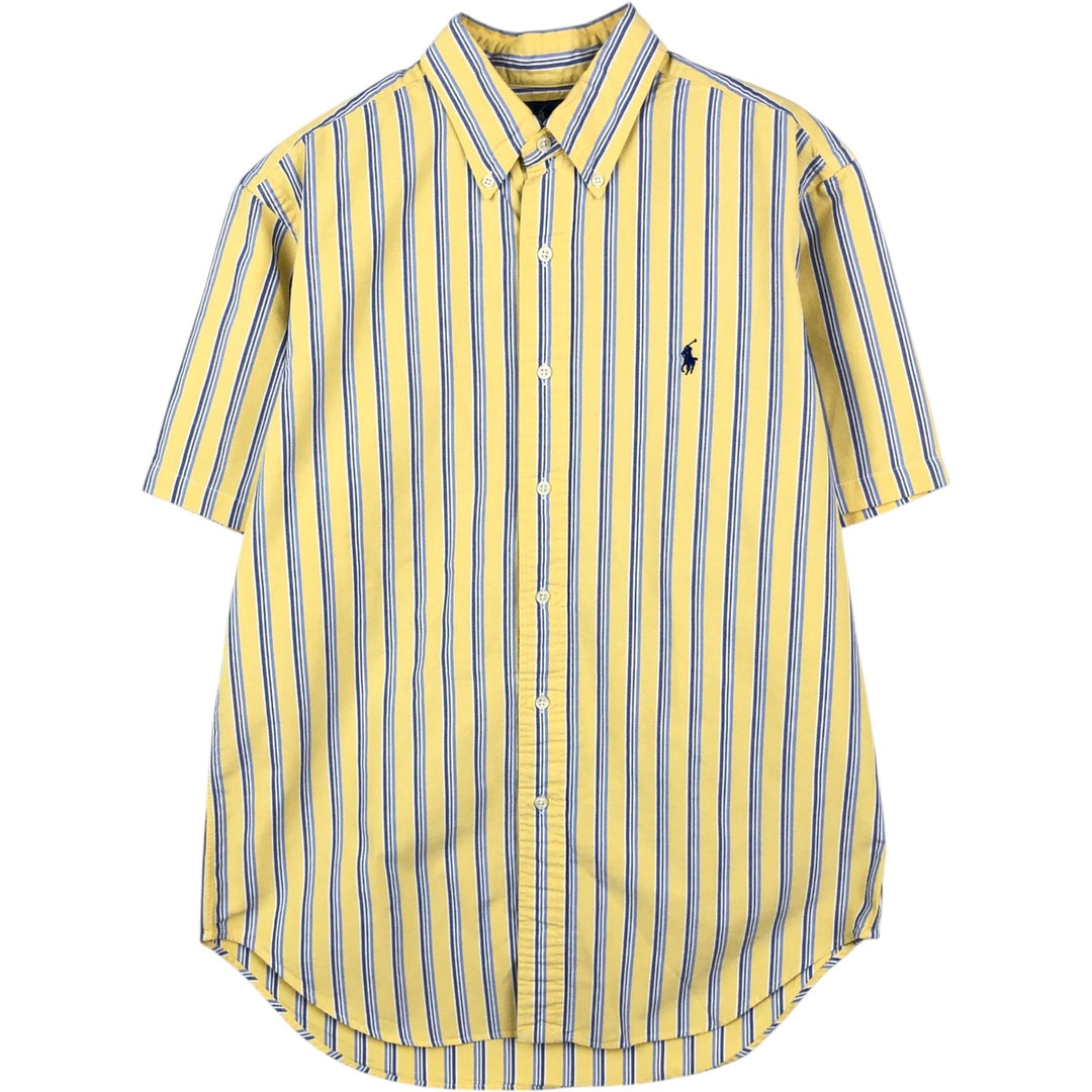 Ralph Lauren Classic Fit Short Sleeve Button Down Striped Shirt Men's M cotton yellow type Vintage Second Hand