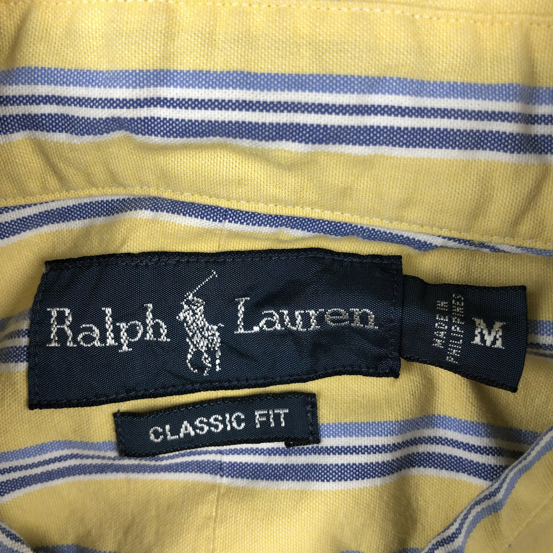 Ralph Lauren Classic Fit Short Sleeve Button Down Striped Shirt Men's M cotton yellow type Vintage Second Hand