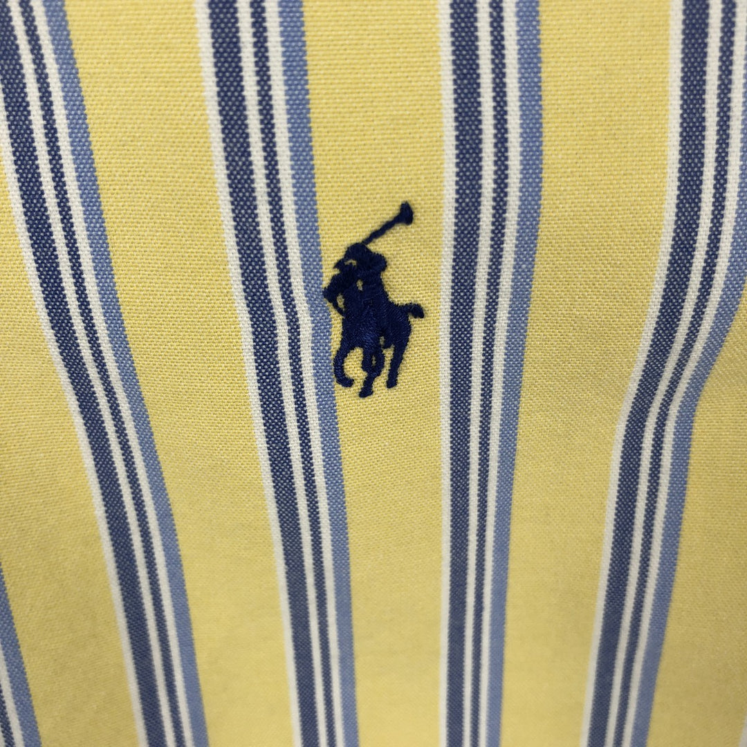 Ralph Lauren Classic Fit Short Sleeve Button Down Striped Shirt Men's M cotton yellow type Vintage Second Hand