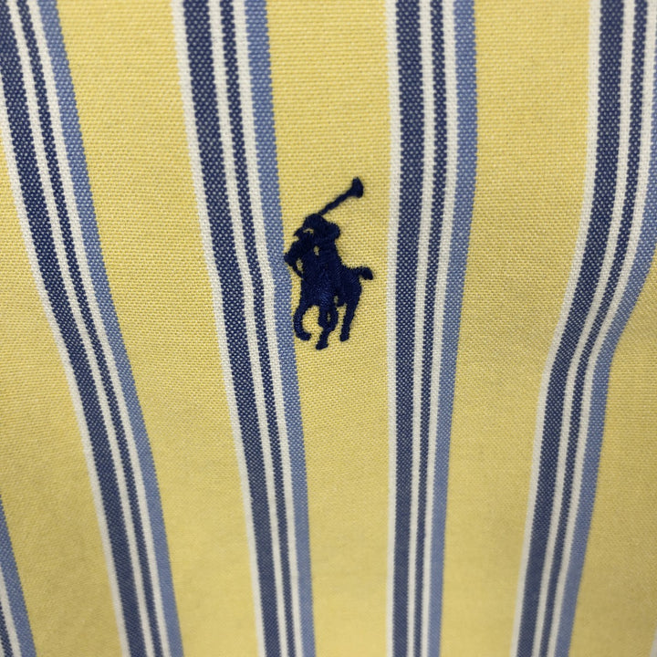 Ralph Lauren Classic Fit Short Sleeve Button Down Striped Shirt Men's M cotton yellow type Vintage Second Hand