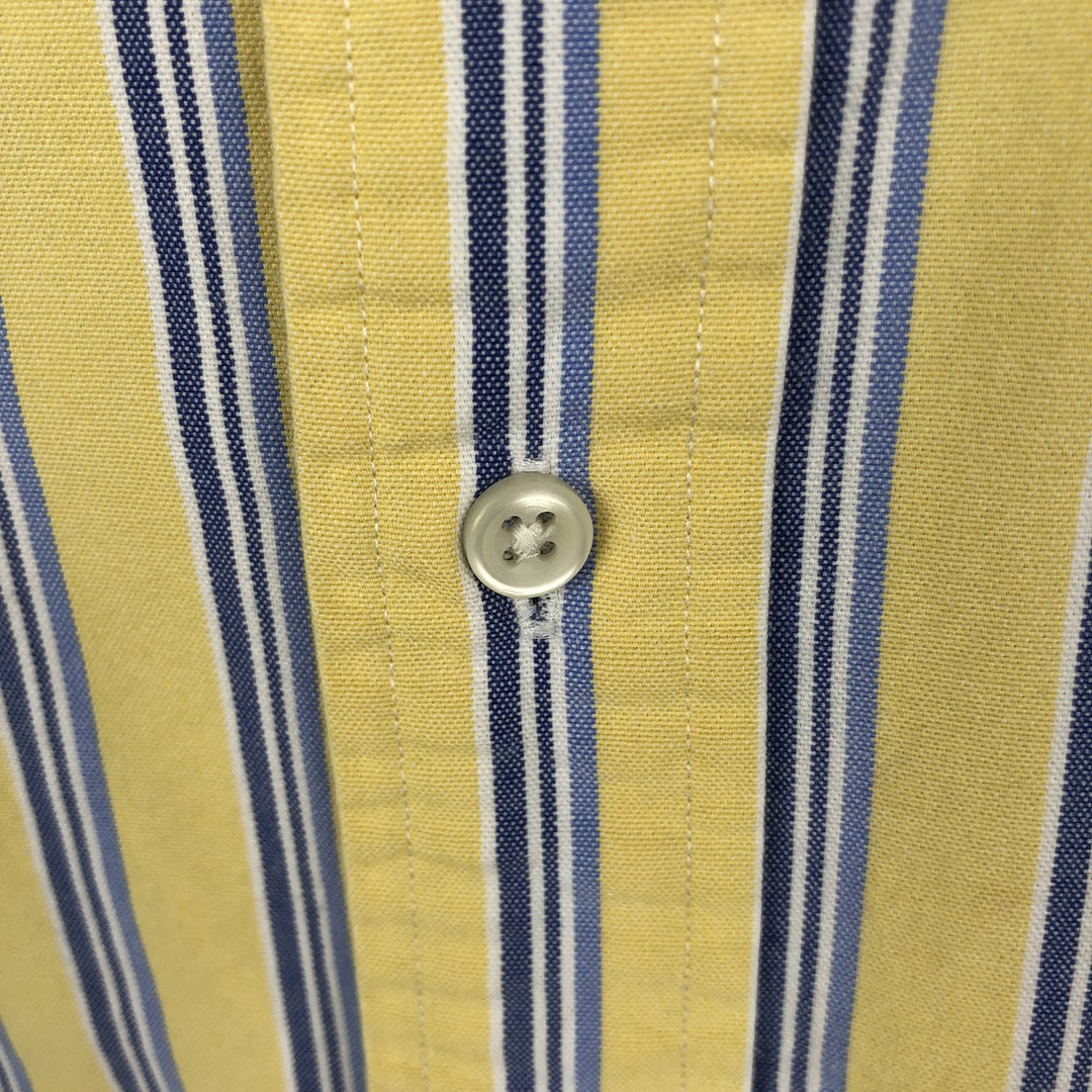 Ralph Lauren Classic Fit Short Sleeve Button Down Striped Shirt Men's M cotton yellow type Vintage Second Hand