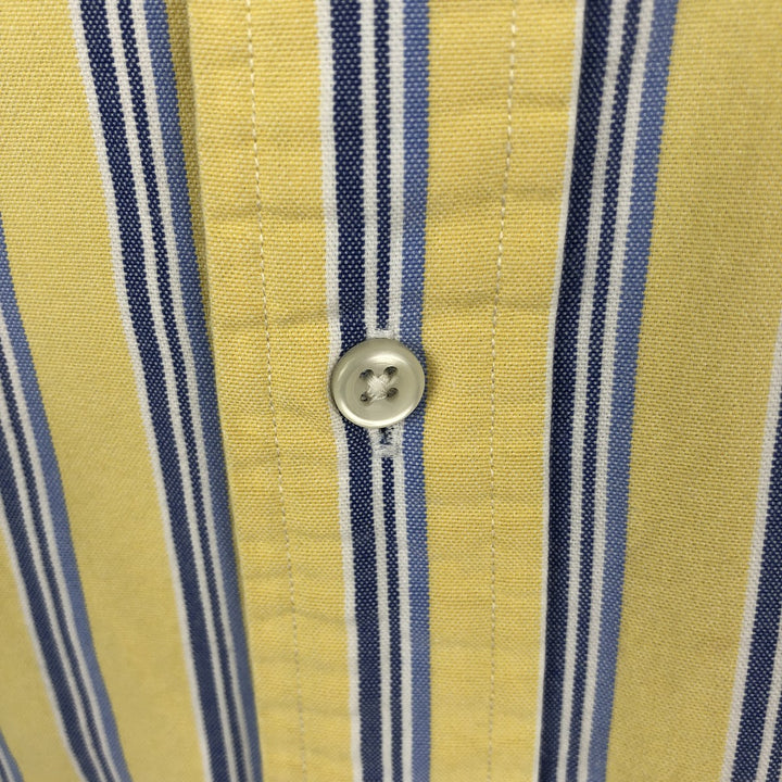 Ralph Lauren Classic Fit Short Sleeve Button Down Striped Shirt Men's M cotton yellow type Vintage Second Hand