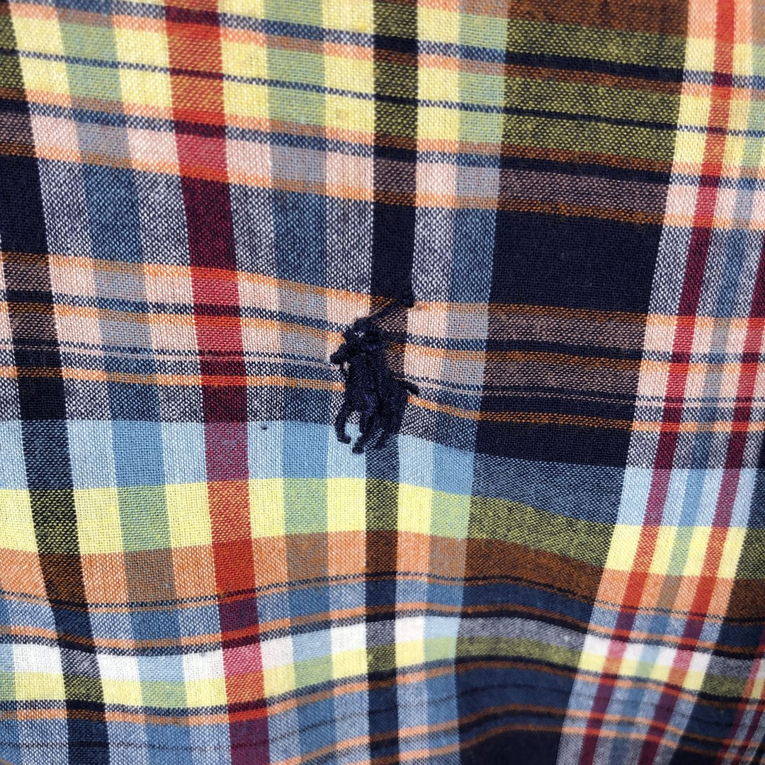 Ralph Lauren BLAKE Madras Check Short Sleeve Button Down Check Shirt Men's L size cotton red type Vintage Second Hand